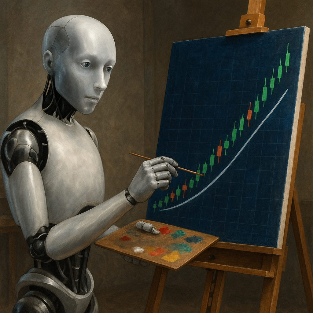 Robot painting a financial chart masterpiece